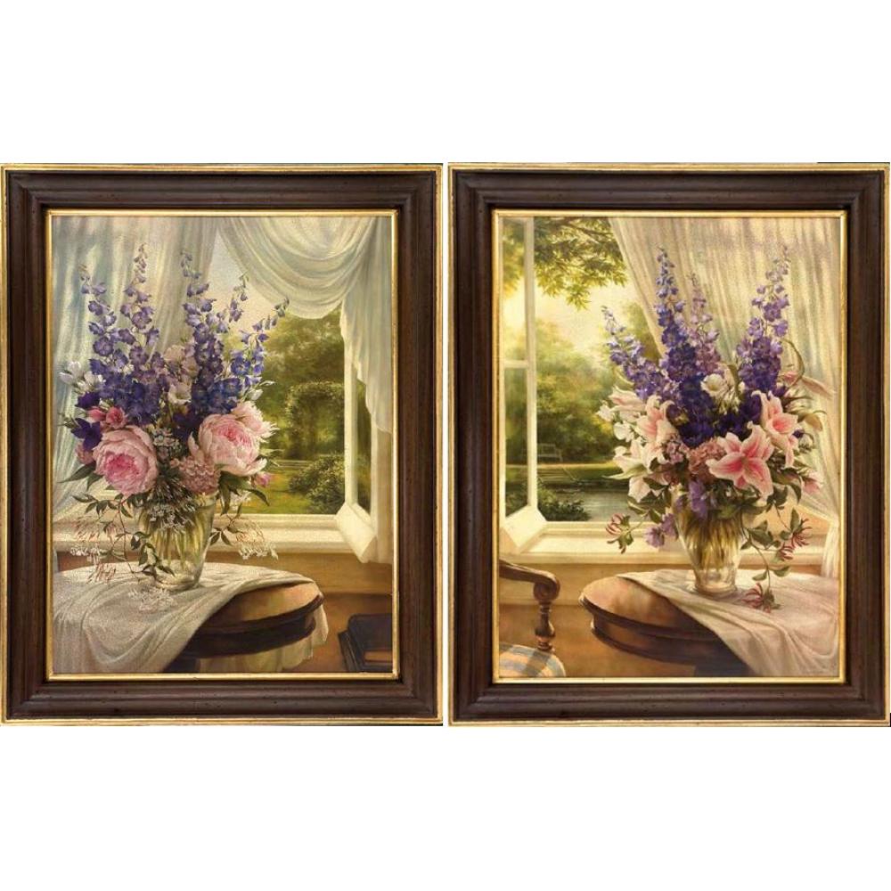 klasicky elegantny obraz par zatisie mediteranske s drevenym ramom malba kvetinove dekoracie vintage rustikalny antik villa zamok spalna obyvacka dekoracia darcek.jpg